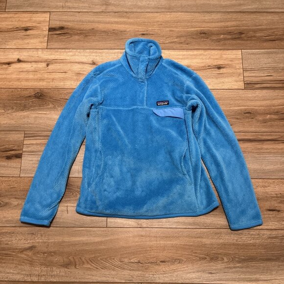Women's Patagonia Snap T Fleece Jacket SZ Medium Sweater Pullover Logo Blue - Picture 1 of 12